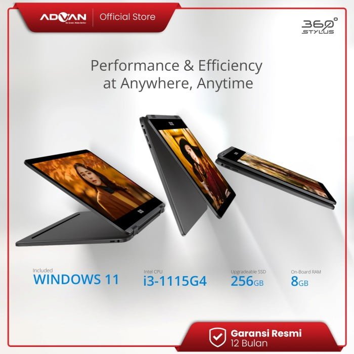 Advan Laptop 360 Stylus 2in1 Touchscreen Intel I3 14 1 Fhd Ips