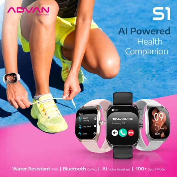 ADVAN Smartwatch SE1 AI Voice Assistant IPS 1.83" Bluetooth Call Waterproof IP68