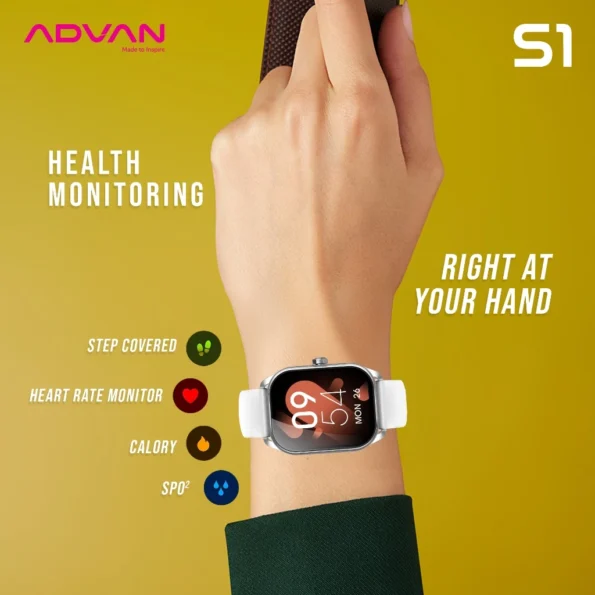 ADVAN Smartwatch SE1 AI Voice Assistant IPS 1.83" Bluetooth Call Waterproof IP68 - Image 6